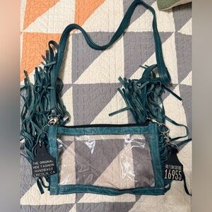 Authentic Holy Cow Couture Clear Stadium Bag with Fringe